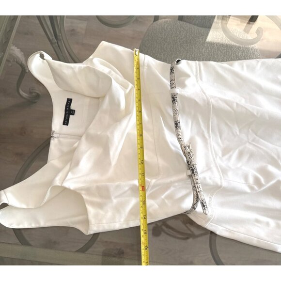 Antonio Melani White Sleeveless Midi Dress With Snake Print Belt Size 6 - Picture 6 of 7